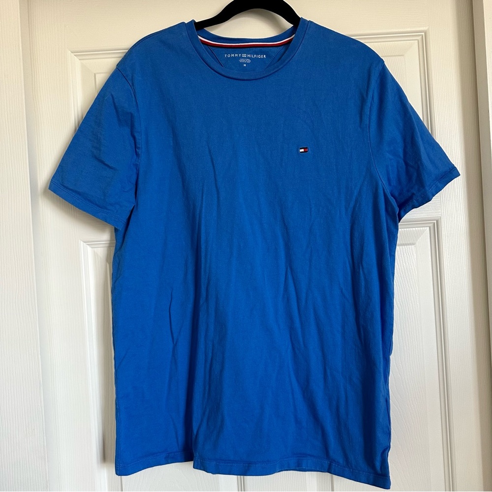 Tommy Hilfiger Men's Royal Blue Embroidered Flag‎ Crewneck Short Sleeve Tee Sz M